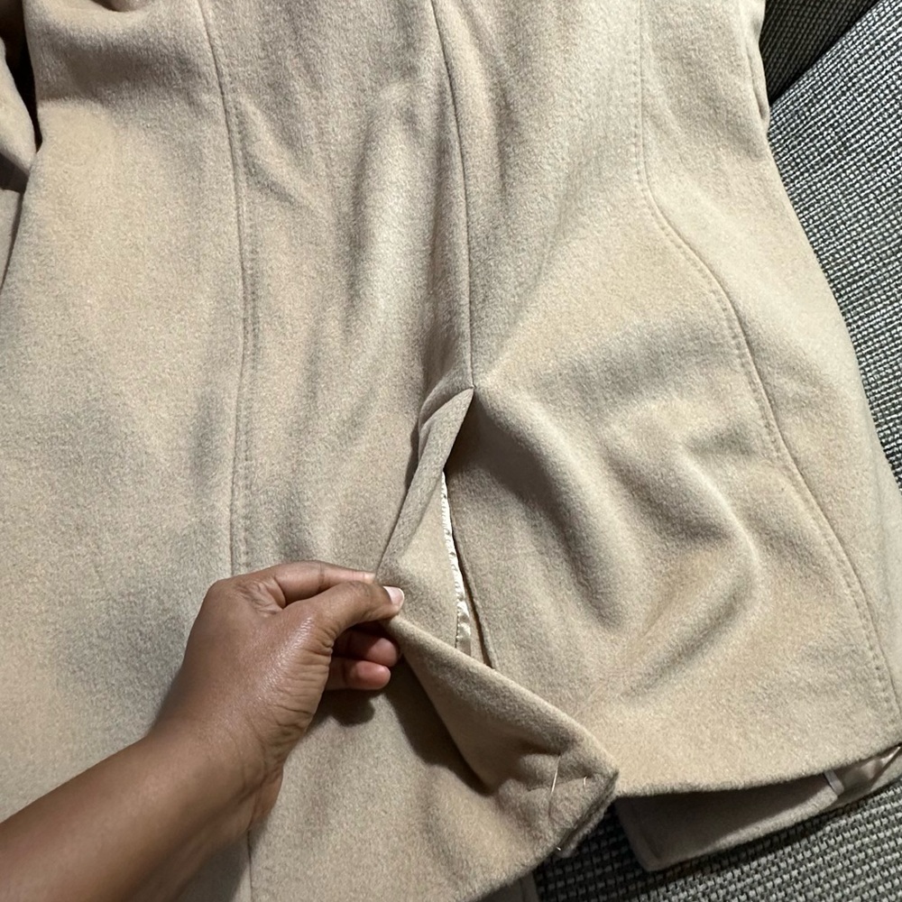 Calvin Klein Wool Polyester Cashmere Blend Tan Camel Coat Jacket - Picture 14 of 16